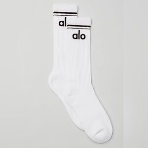 NWT ALO Unisex Throwback Sock Athletic White/Black size Medium